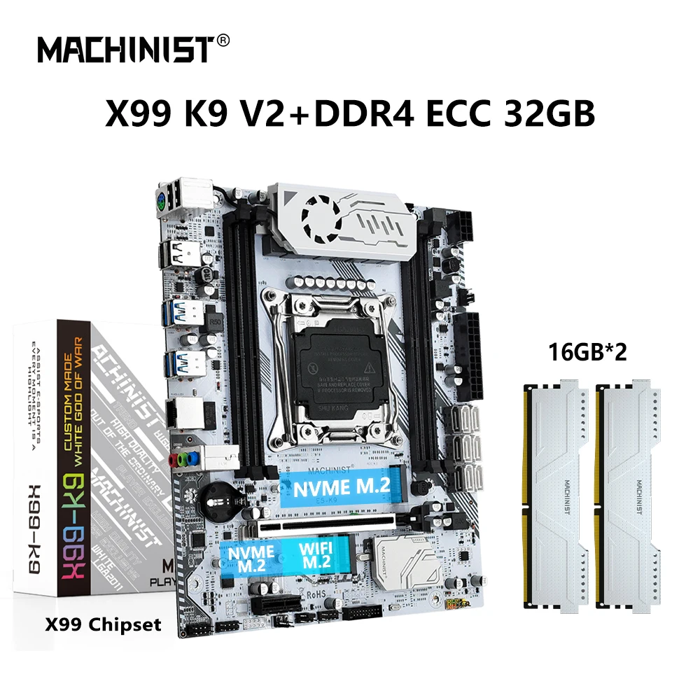 

MACHINIST X99 K9 Motherboard Kit Support LGA 2011-3 Xeon E5 2667 70 80 90 V3 V4 CPU Processor 32GB DDR4 ECC RAM Memory NVME M.2