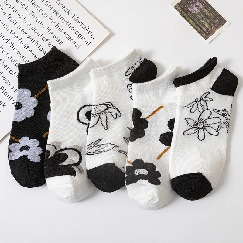 5pair /Lot Ankle Socks for Women Crew Korea Cute No Show Low Cut Invisible Cotton Thin Non-slip Silicone Breathable Sports socks