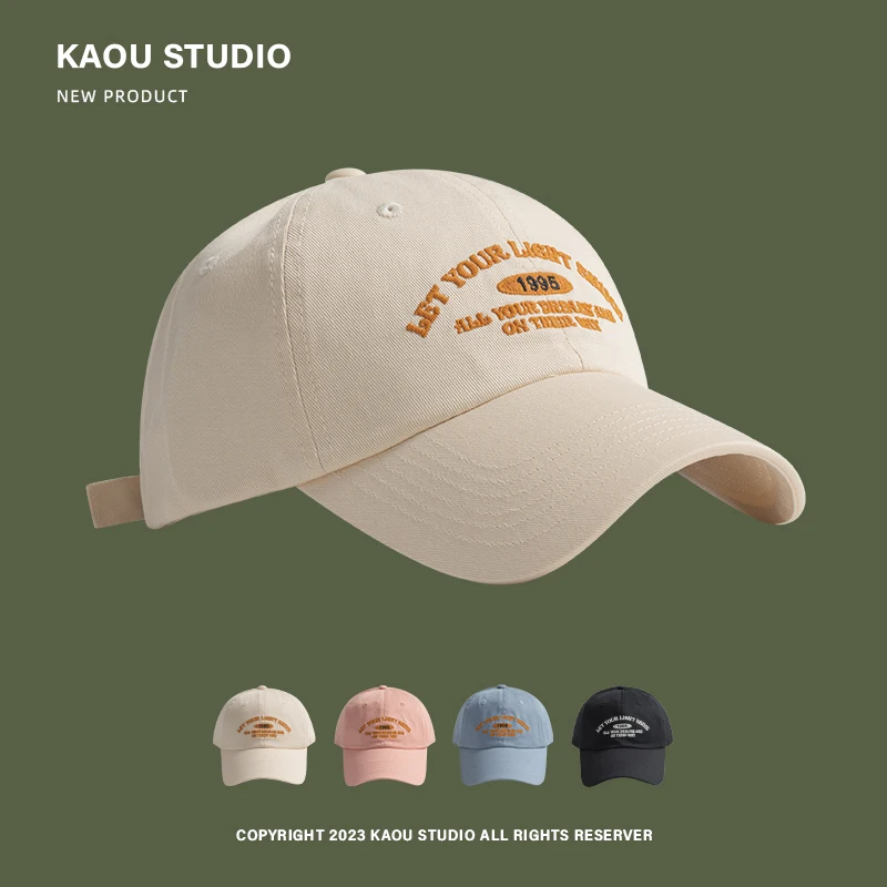 

Spring and Autumn All-Match Embroidered Peaked Cap Women's Korean-Style Wide Brim Sunshade Hat Men's Casual Sports Baseball Cap