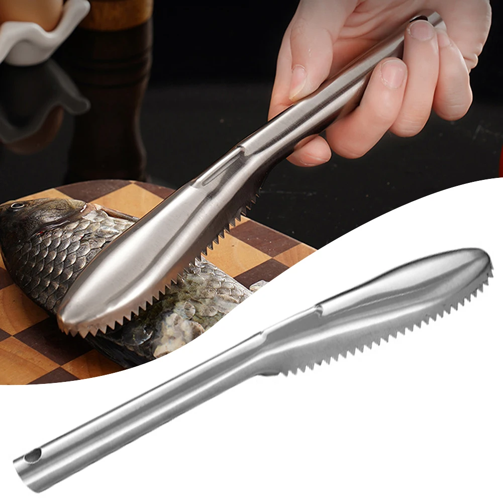Stainless Steel Fish Scale Remover Tool For Kitchen With Cover Mess-Free Fish Descaler Tool Professional Kitchen Use