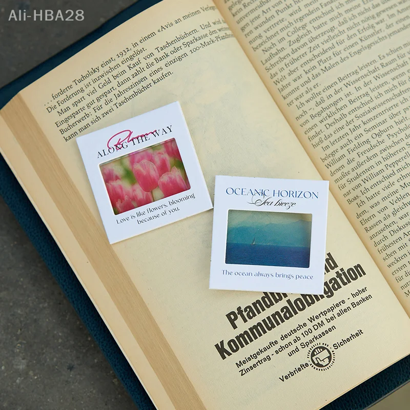 Pembatas Buku Film Pemandangan Tembus Pandang Halaman Buku Estetika Aksesori Baca Gantungan Kunci Liontin Kartu Dekoratif DIY