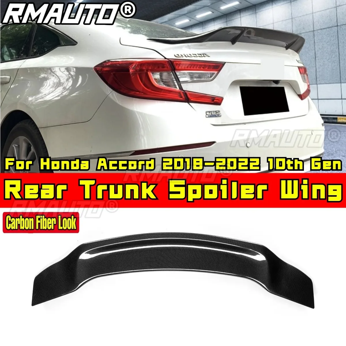 For Honda Accord 2018-2022 10th Gen Rear Trunk Spoiler Wing Rear Roof Wing Rear Trunk Spoiler Body Kit Car Accessories