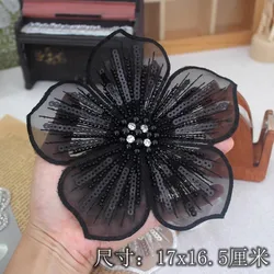 Organza embroidery beaded glitter flower butterfly cloth paste handmade DIY clothing accessories sewing materials