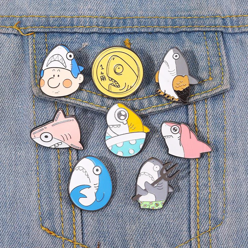 Pines Lapel Badges Cartoon Lovely Animal Jewelry Gift for Kids Friends Funny Shark Enamel  Brooch Custom Owl Coin Trident