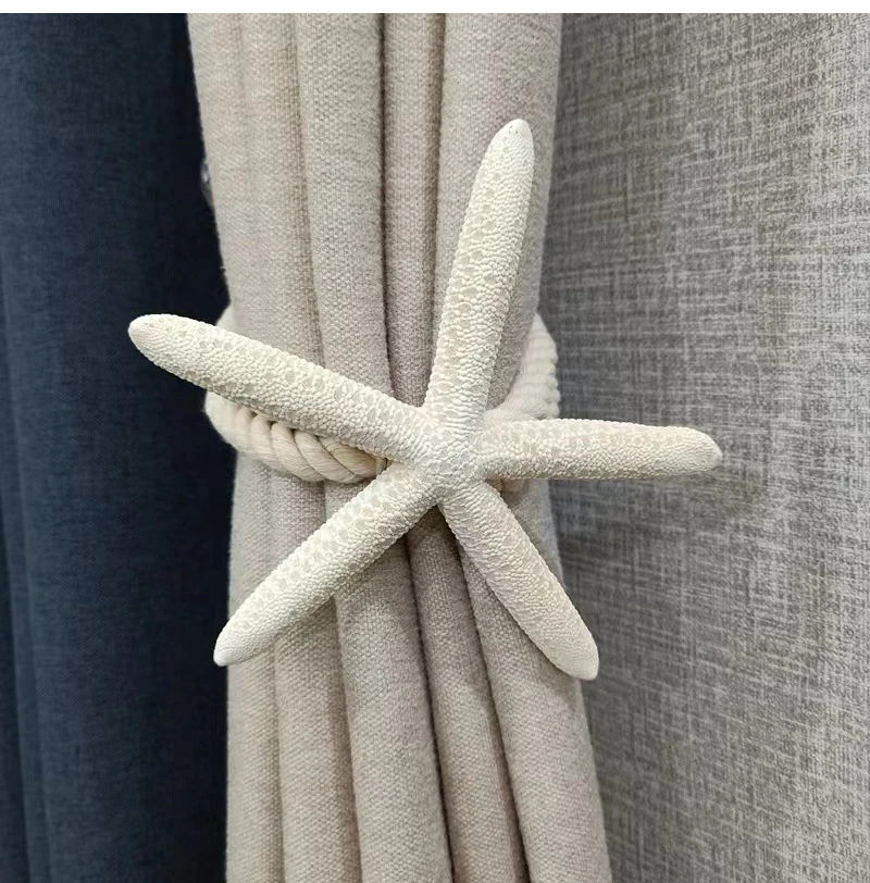 Home Decor Hand Woven Curtain Binding Rope Natural Starfish Five Finger Star Curtain Buckle Curtain Decoration Binding Straps