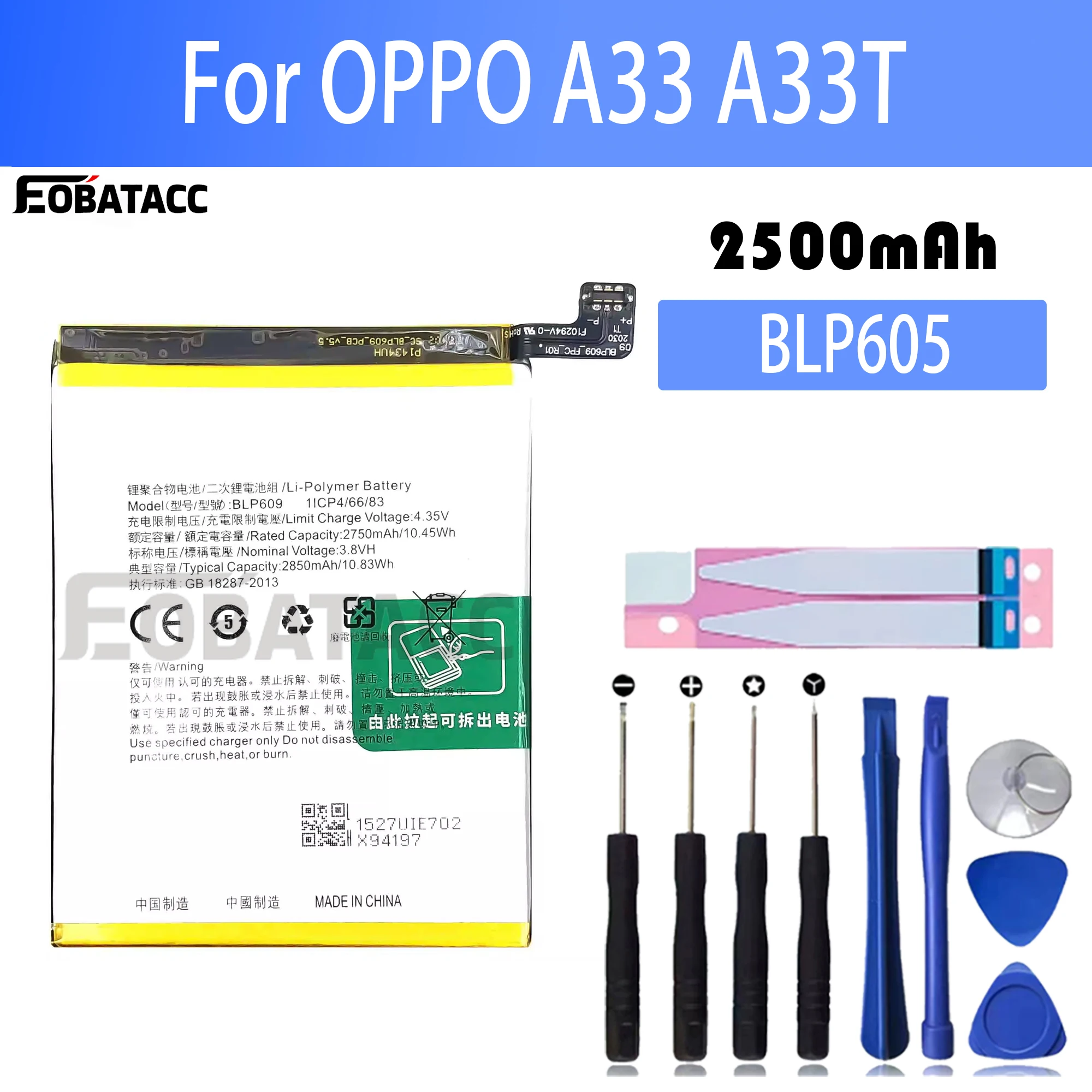 

100% New Original Battery BLP609 For OPPO F1 Plus R9 R9m R9tm Battery + Free Tools