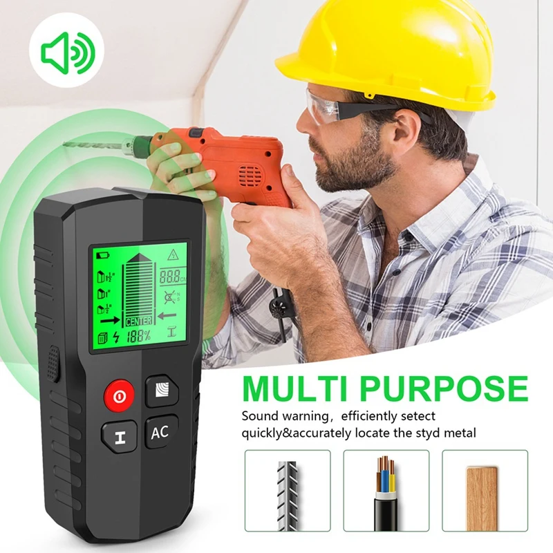 1 Piece Stud Finder Wall Scanner-5 In 1 Wall Detector Electronic Stud Sensor Black Pipe Joist  Finders Edge Center Finder