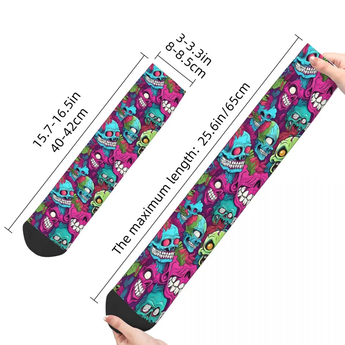 Retro Island Horror Inspired Hawaiian Series Men\'s Socks Zombie Unisex Hip Hop Seamless Printed Crazy Crew Sock Gift