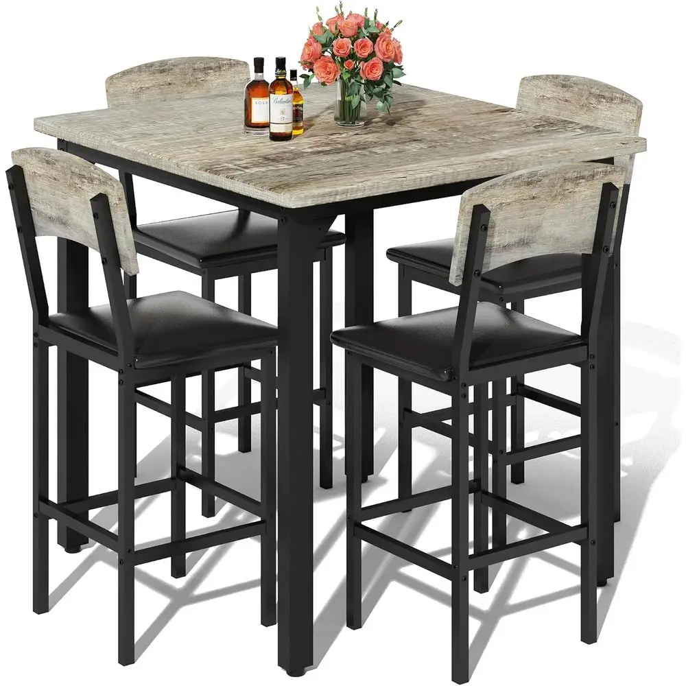 

Gray 5-Piece Dining Set with Upholstered Chairs for Compact Spaces