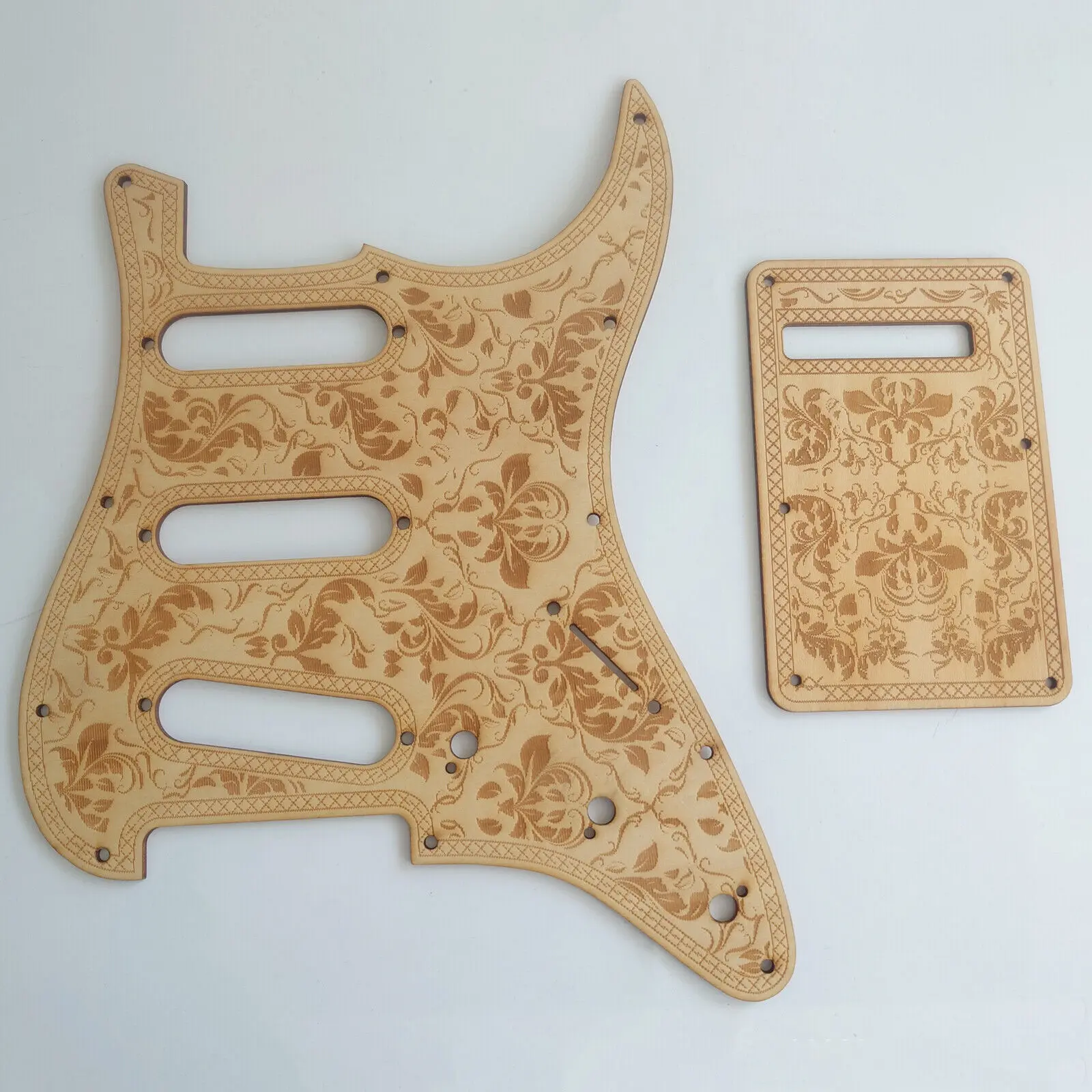 

11 Hole ST Guitar Pickguard and Back Plate Carved Basswood SSS Pickup Pickguard for ST Electric Guitar Replacement Parts