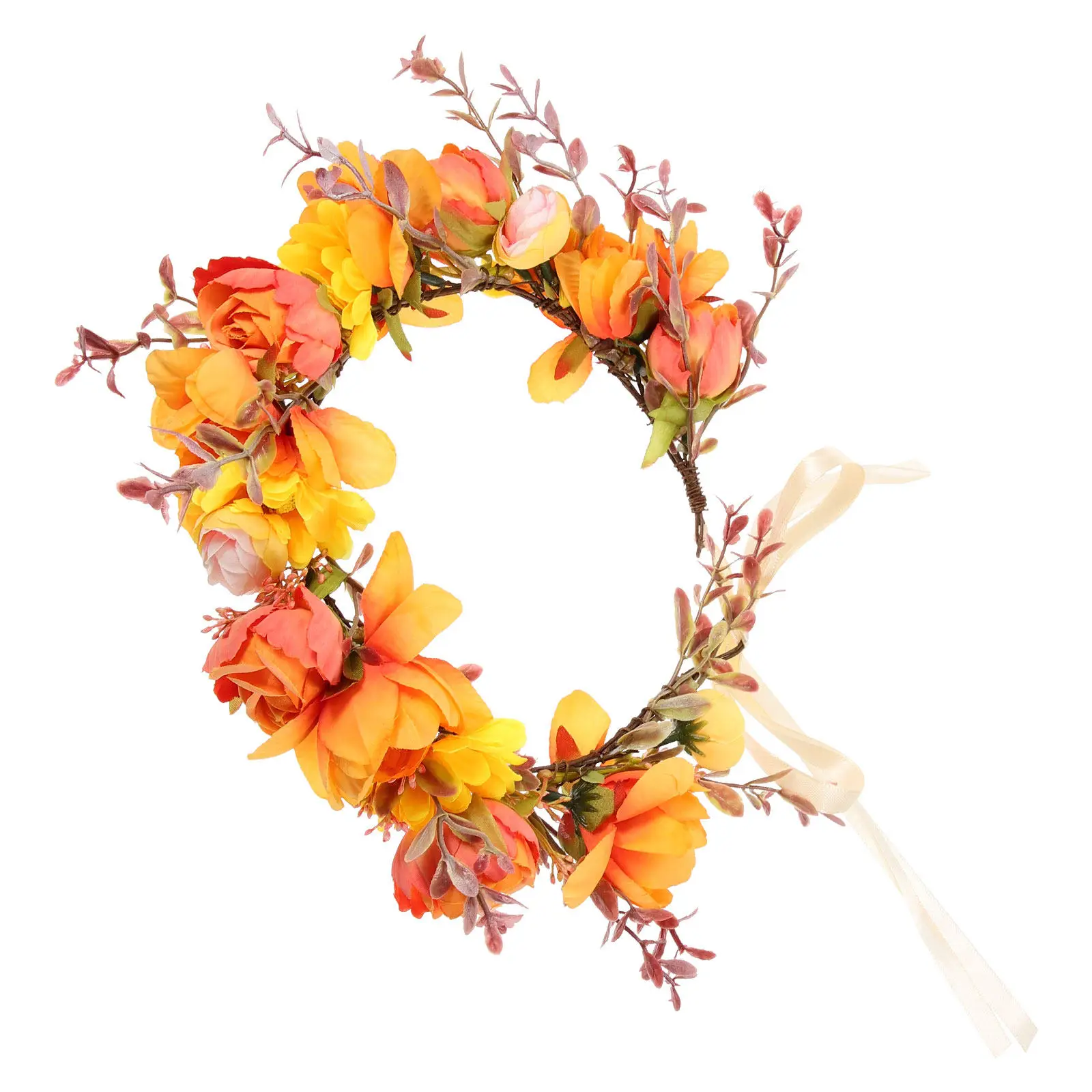 

Декоративная корона из подсолнухов и роз, элегантный цветочный головной убор, аксессуар для волос на День мертвых, Хэллоуин, свадьбу, вечеринку, удобный в использовании