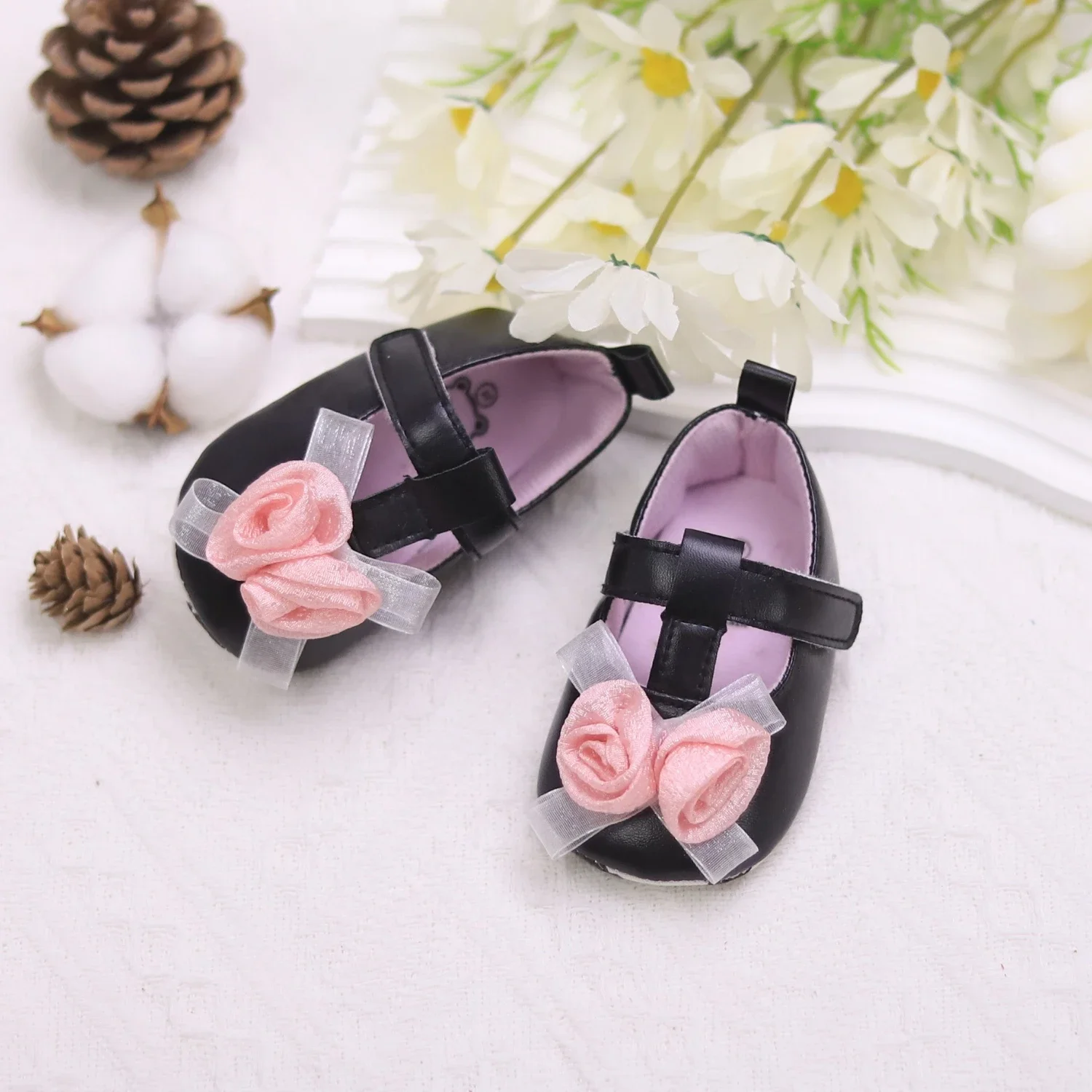 Baby toddler shoes, fashionable rose baby girl casual step shoes, light and non-slip, suitable for daily & vacation wear, spring