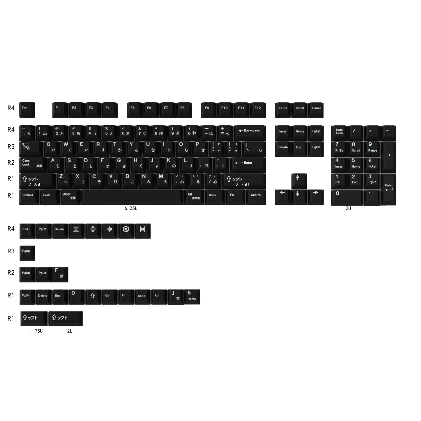 

WOB PBT Keycaps Dye Sublimation Cherry Profile Japanese No Backlit 129 Keys Black Fit 64 75 87 89 Layout Mechanical Keyboards