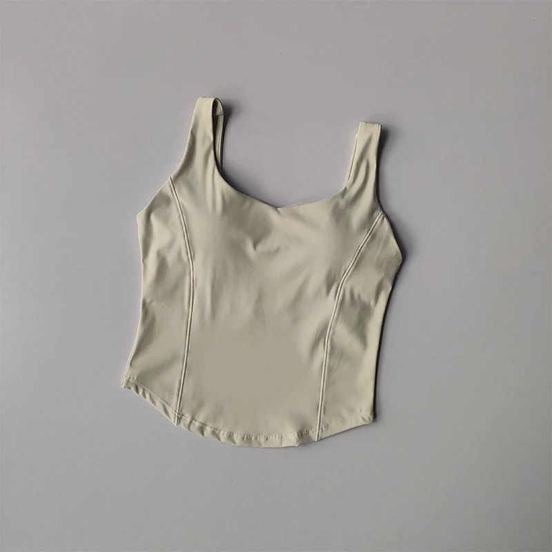 Hochfestes Rücken-Fitness-Tanktop, Damen-Lauf-Sport-BH, stoßdämpfend, hochelastisch, mit Raffung, Nude-Yoga-BH, zum Tragen über der Kleidung – Detail 7