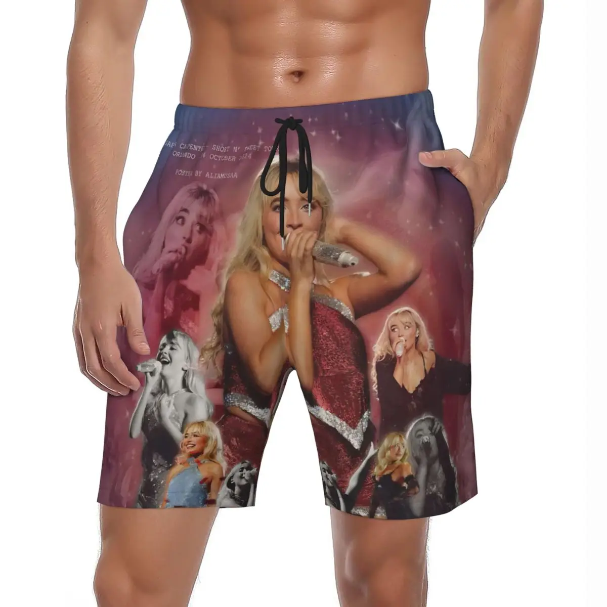 

Men Gym Shorts Sabrina Carpenter American Singer Man's Best Friend Album Swim Trunks Quick Dry Sports Fitness Beach Shorts