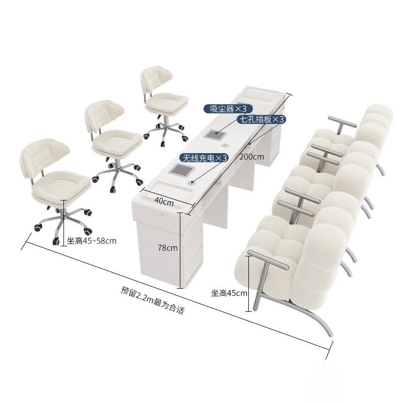 

Modern Nail Technician Table Manicure Equipment Manicure Table for Nail and Chair Set for Beauty Salon