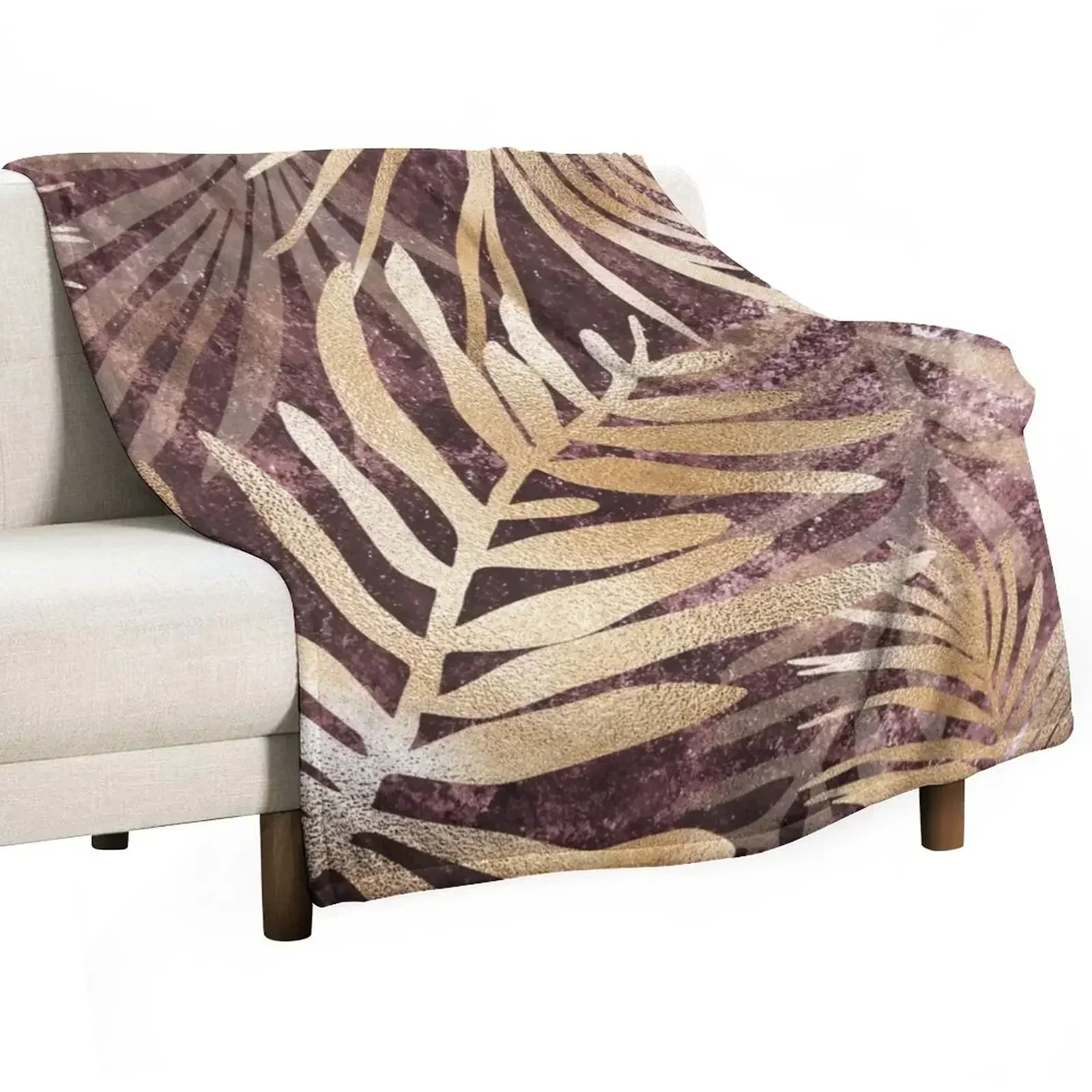 Luxe Fern Leaves Throw Blanket Stuffeds Summer Beddings Cute Plaid Thermals For Travel warm for winter Travel Blankets