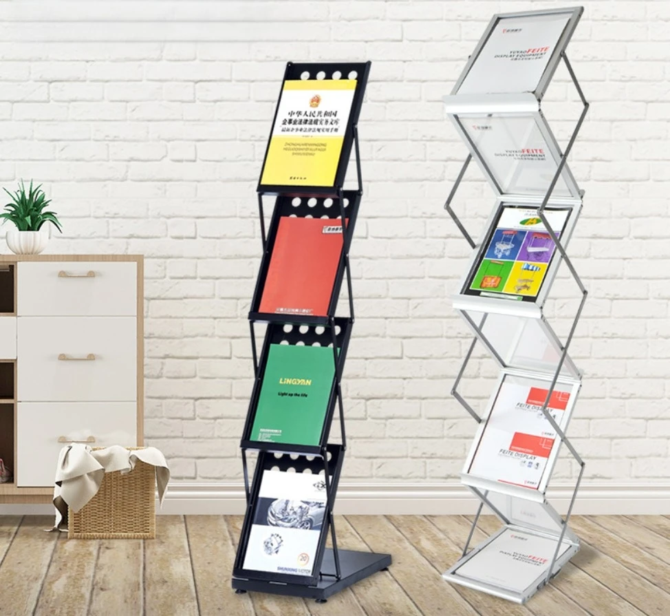 

Modern Multi-Layer Foldable Floor Magazine Rack for Newspapers Brochures Internet Usage