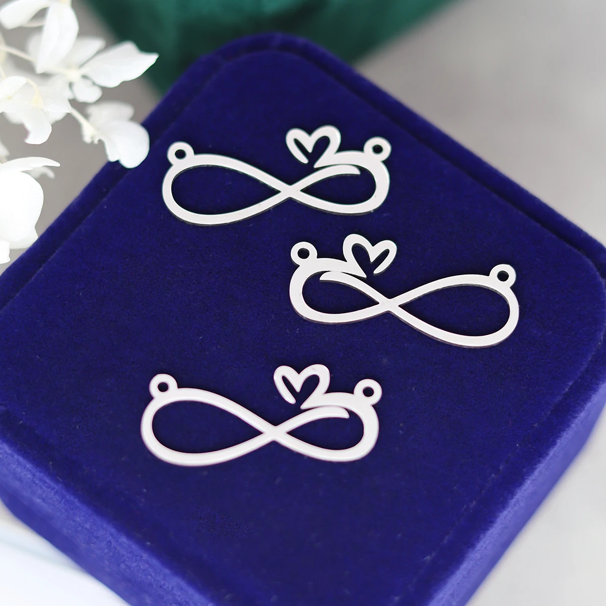 3pcs Stainless Steel Infinity With Heart Diy Jewelry Earring Making Charm Wholesale Bracelet Necklace Pendant Connectors