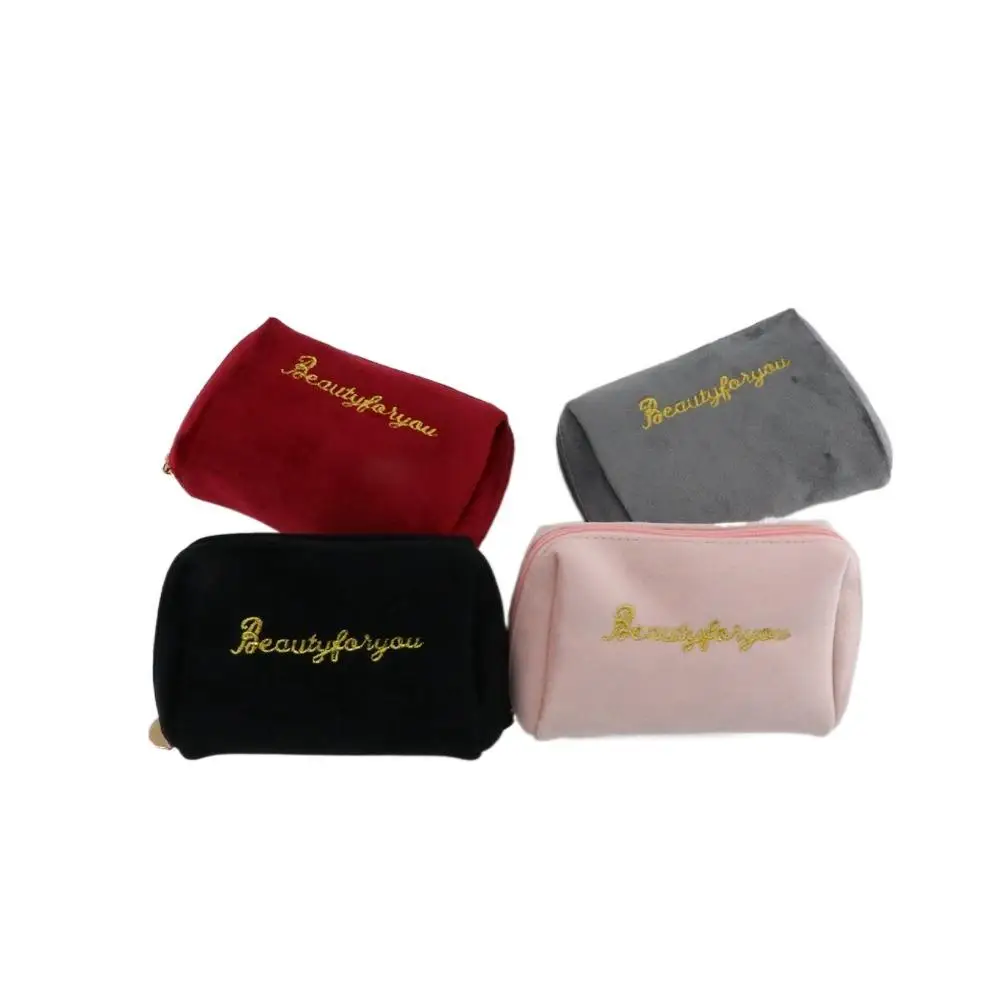 

Portable Zipper Simple Handbags Lipstick Pouch Velvet Makeup Bags Cosmetic Bags