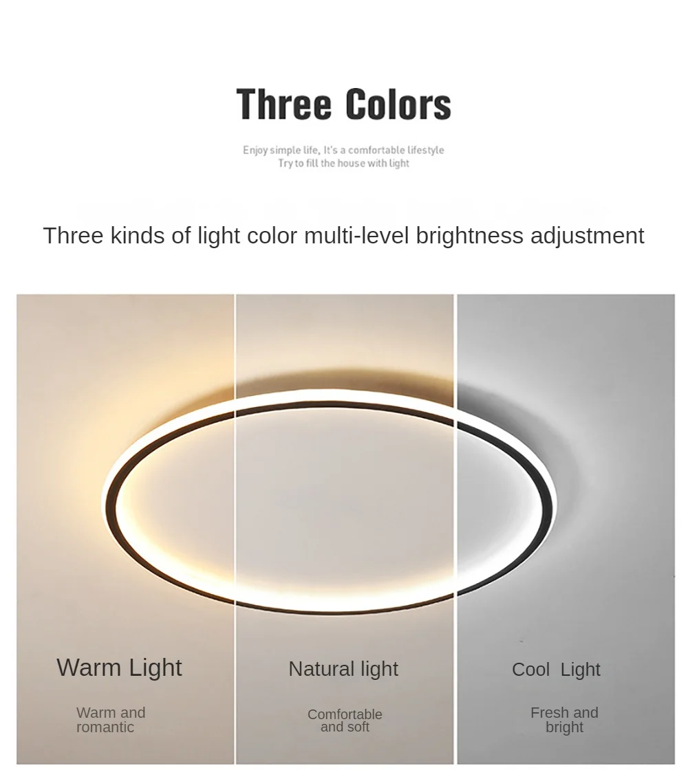 Nordic Minimalist LED Ceiling Light For Bedroom Living Room Aisle Study Room Balcony Circular Remote Control Lighting Chandelier