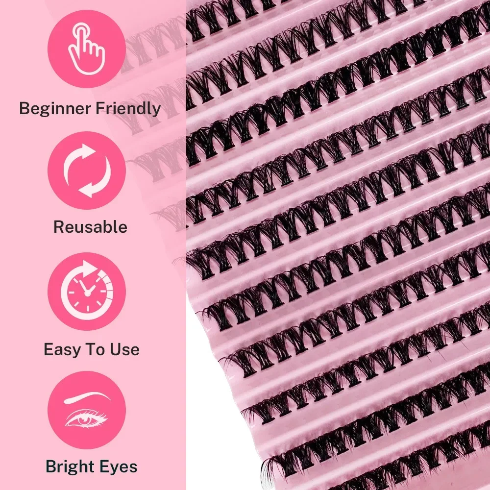 Ciglia individuali 8-16mm 200 pezzi Ciglia a grappolo Aspetto naturale Vassoio misto Estensione ciglia fai da te Volume Cluster ciglia Ciglia