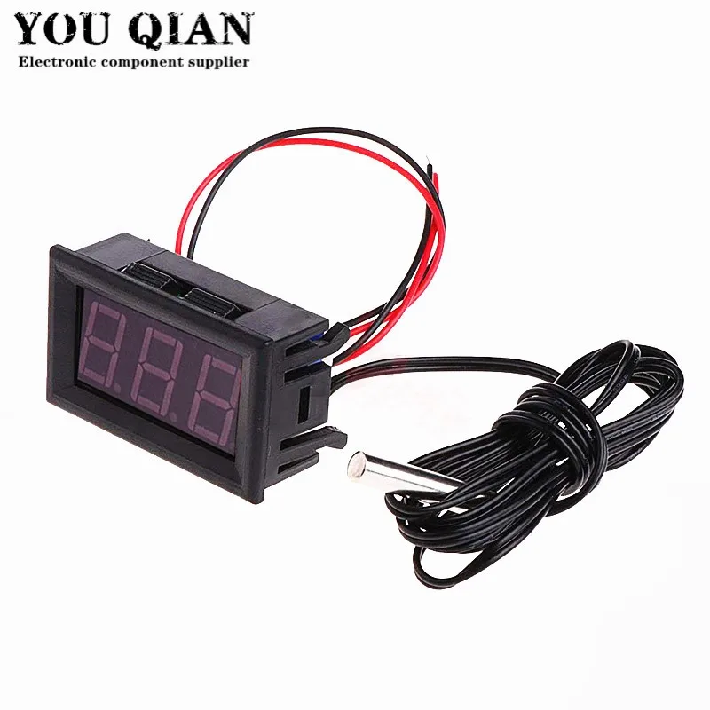 DC 12V Mini Digital LED Thermometer for Car Temperature Monitor Panel Meter Measuring Range -50-110C with Temperature Probe