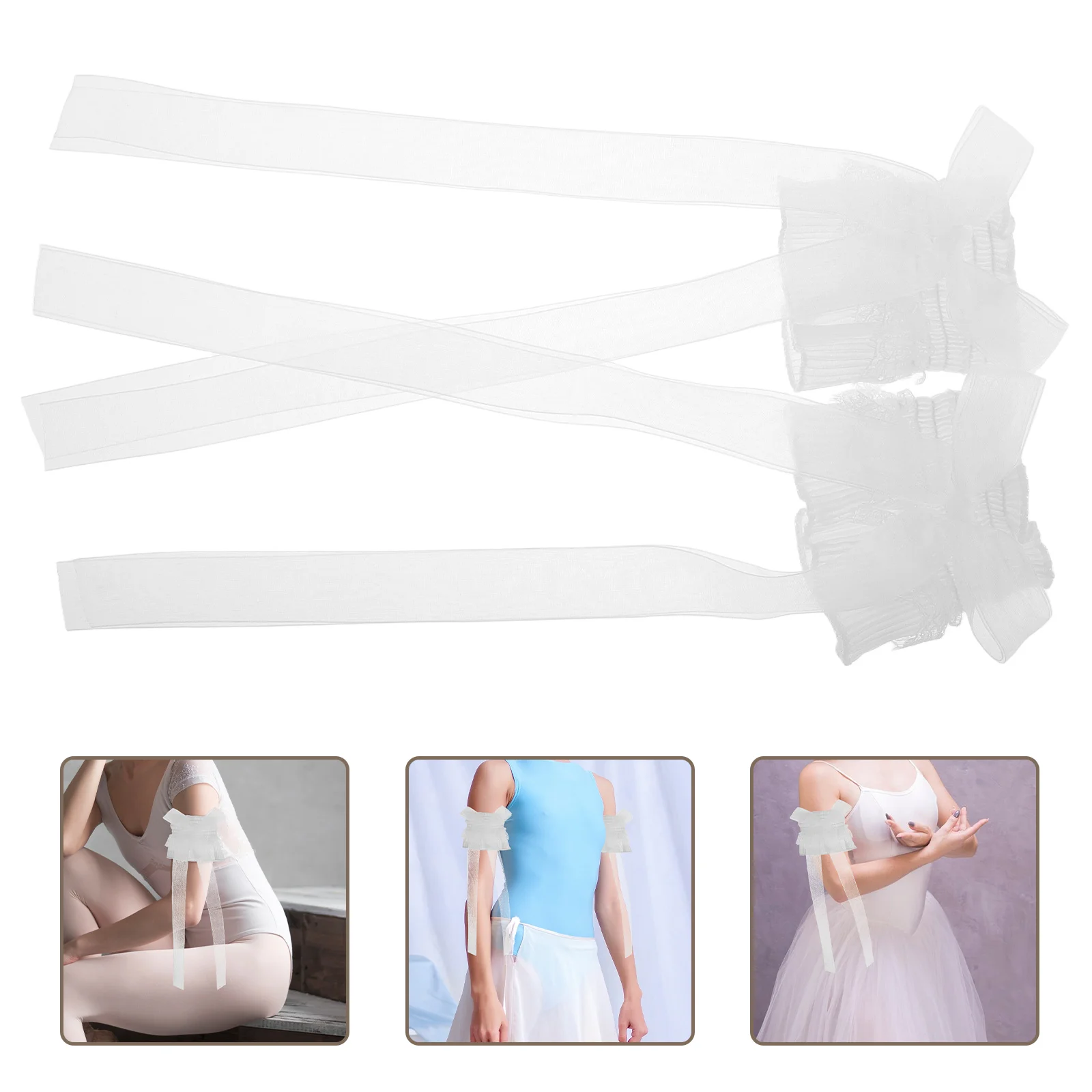 

1 Pair Lace Cuffs Women Bow Sleeve Adjustable Elegant Upper Arm Covers For Lolita Wedding Cosplay Costume Sleeve Accessory