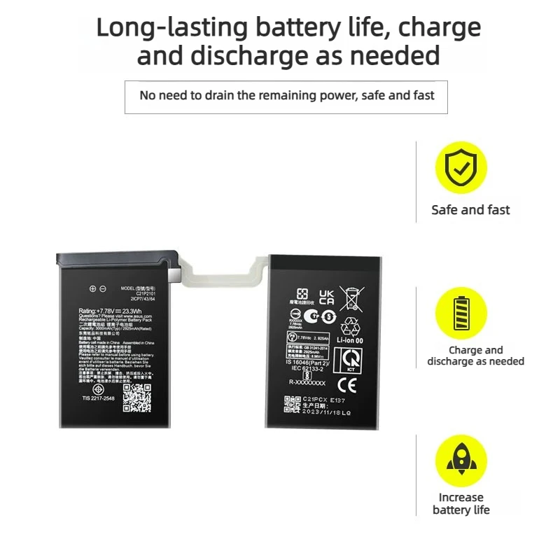 7.78V 6000mAh C21P2101 Mobile Phone Battery For ASUS ROG Phone 6 6Pro Phone 7 Batteries + Free Tools