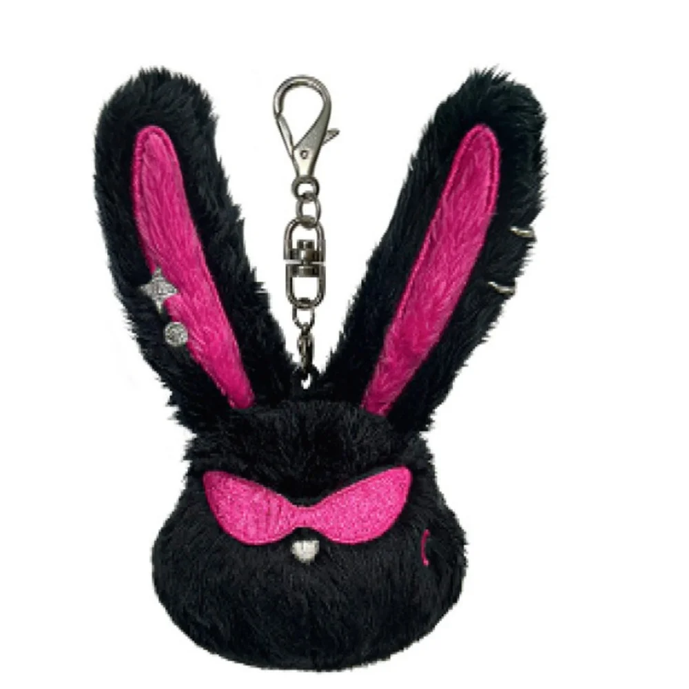 Aniteez Keychain 13cm Cartoon Plush Hair Band Black Long Ear Pendant Bag Accessorie Key Ring Kpop Idols YeoSang San Fans Gift