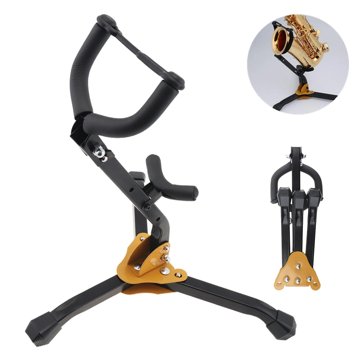 Portable Foldable Alto Tenor Saxophone Stand Sax Tripod Holder Instrument Accessories