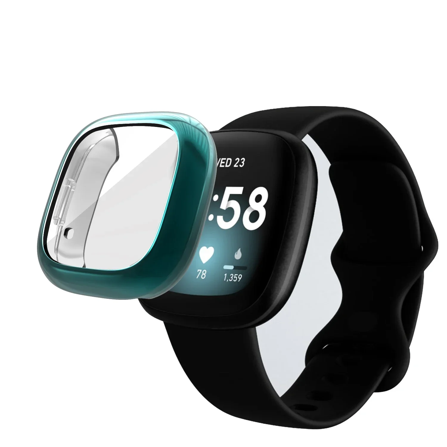 Étui de protection pour Fitbit Versa 3, coque de placage de pare-chocs, housse de protection complète en TPU souple, fouet Fitbit, montre intelligente Versa3