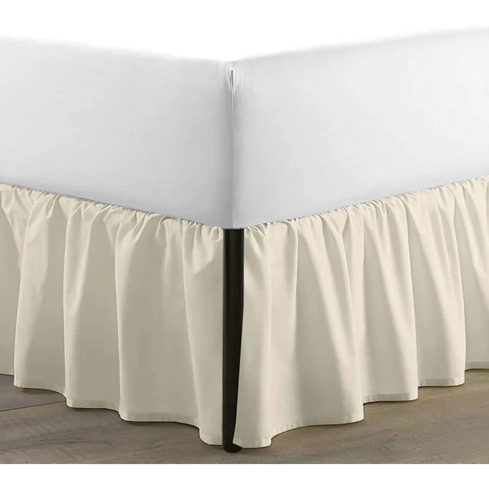 Full Size Microfiber Bed Skirt Ruffled 12 Inch Drop Split Corners Dust Ruffle Elegant Coverage Dust Barrier