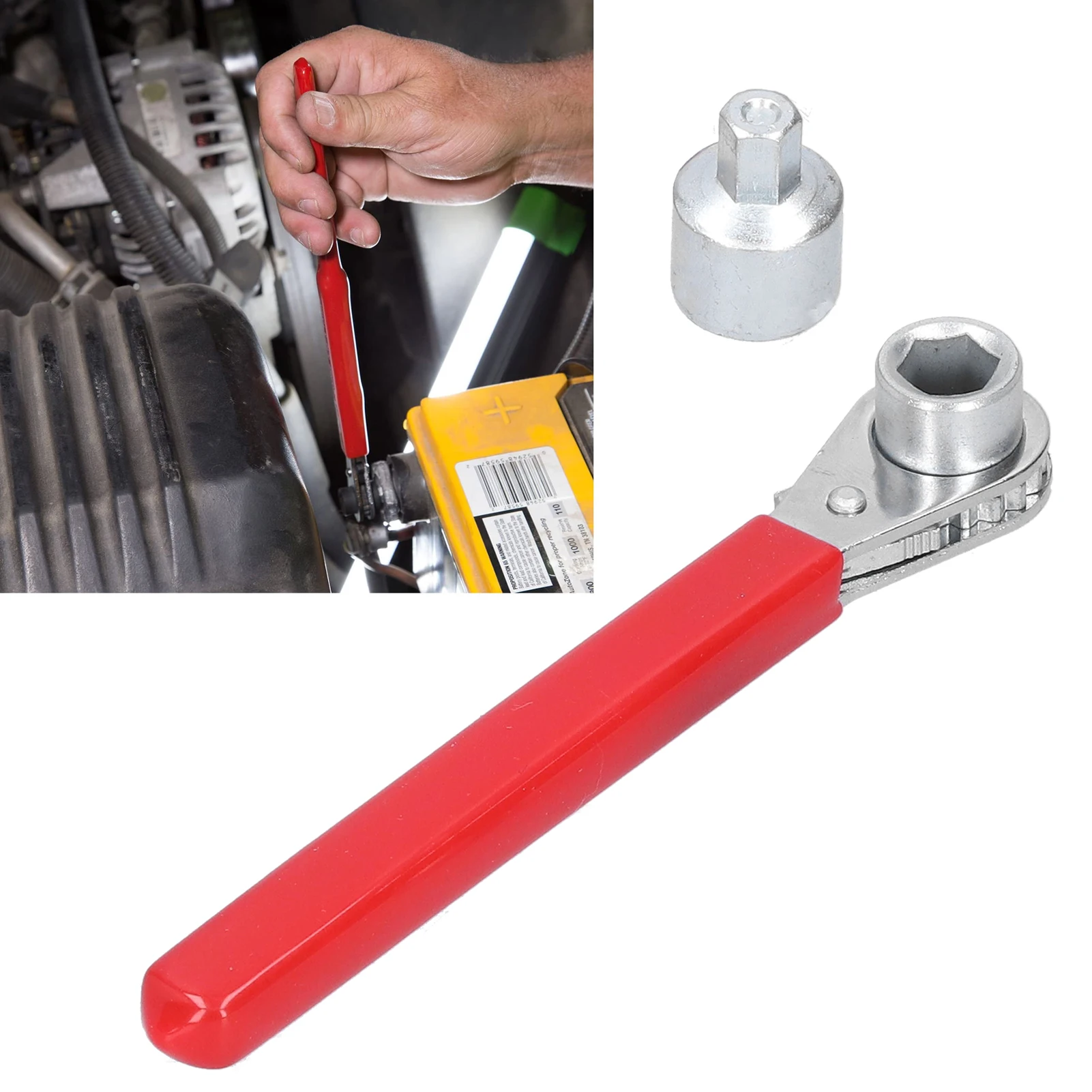 

5/16in 0.4in Battery Terminal Ratchet Wrench With 1/2in Socket For Top Side Post Battery