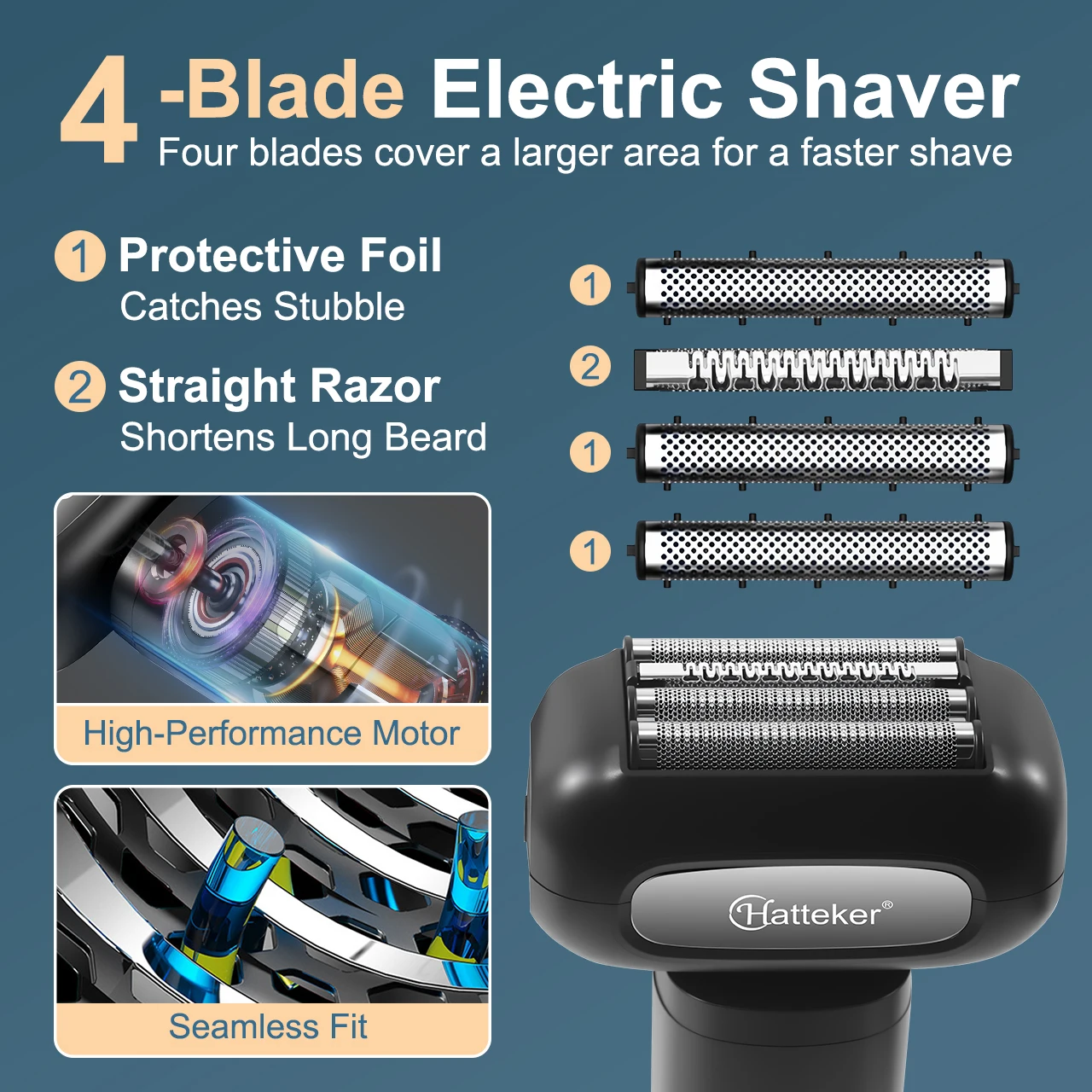 HATTEKER Professional Hair Clipper Multifunction Haircut for Men Stainless Steel Blade Hair Trimmer Nose Hair Trimmer Beard Trim