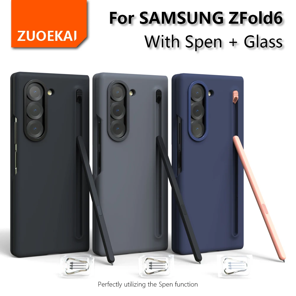 ZUOEKAI For Samsung Galaxy Z Fold 6 ZFold6 Case ZFold 6 SkinFriendly With pointed tip Touch S-Pen Tempered film Shockproof Cover