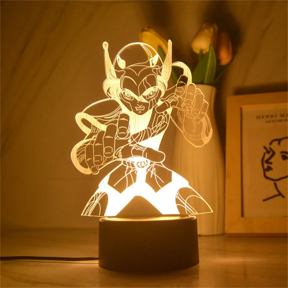 3D Saint Fighter Night Lamp para Crianças, Anime Lâmpada LED, Action Figure Japonês, Manga Night Light, Presente do Menino, Decoração do quarto, Quente, Dropship