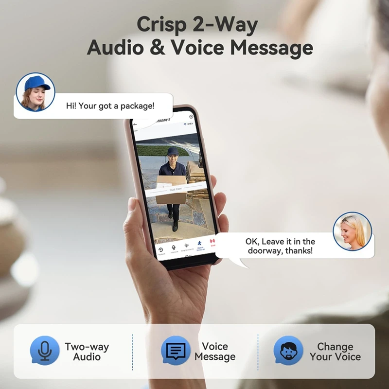 ワイヤレススマートドアベル,デュアルドアベル,2K,AI人間検出,暗視,サブスクリプションなし