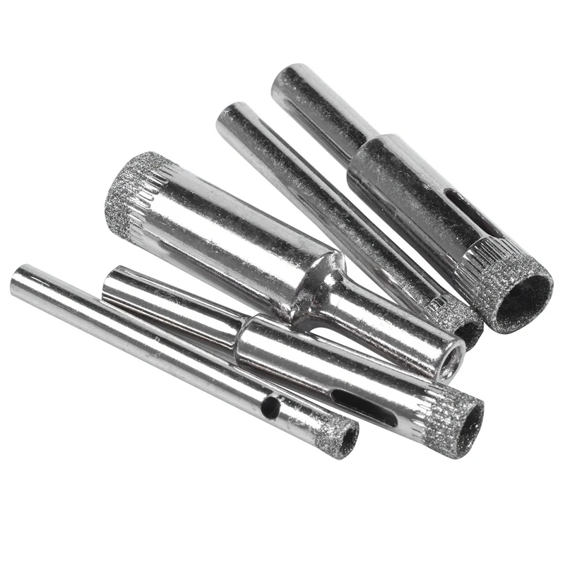 5Pcs Diamond Coated Core Hole Saw Bit Set Tool For Tile Marble Glass Ceramic 5/6/8/10/12Mm