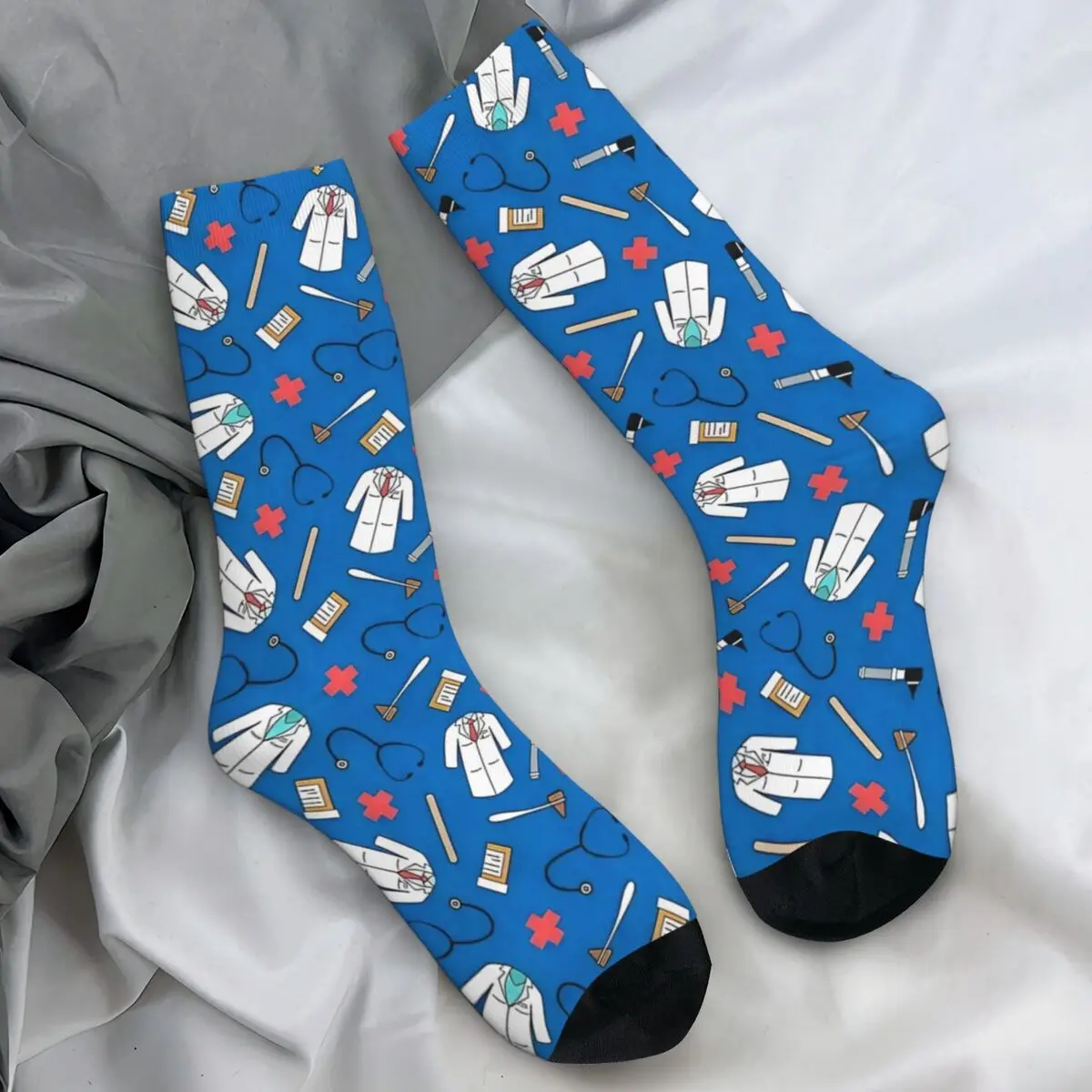 جوارب طبيب طبيب جوارب زرقاء مضحكة للزوجين جوارب تسلق مريحة تصميم شتوي جوارب مضادة للبكتيريا #1