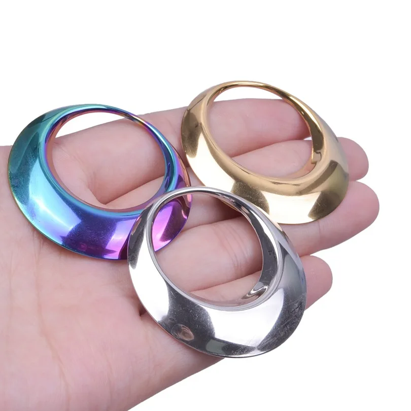 5Pcs DIY 316L Stainless Steel 42X41mm Annular Rainbow Silver Gold Color Charms Pendant for Men Women