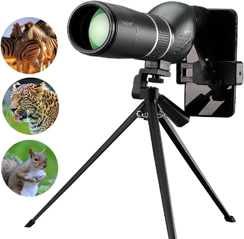 HD Monocular 20-60x60 Zoom Bak4 Prism Spotting Scope Waterproof Anti-Fog Telescope Camping Bird Watching Hunting With Tripod