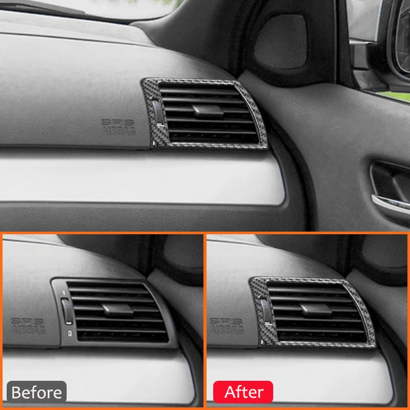 

For BMW 3 Series E46 1997-2004 Carbon Fiber Car Instrument Panel Left Right Air Outlet Vent Trim Frame Decoration Sticker
