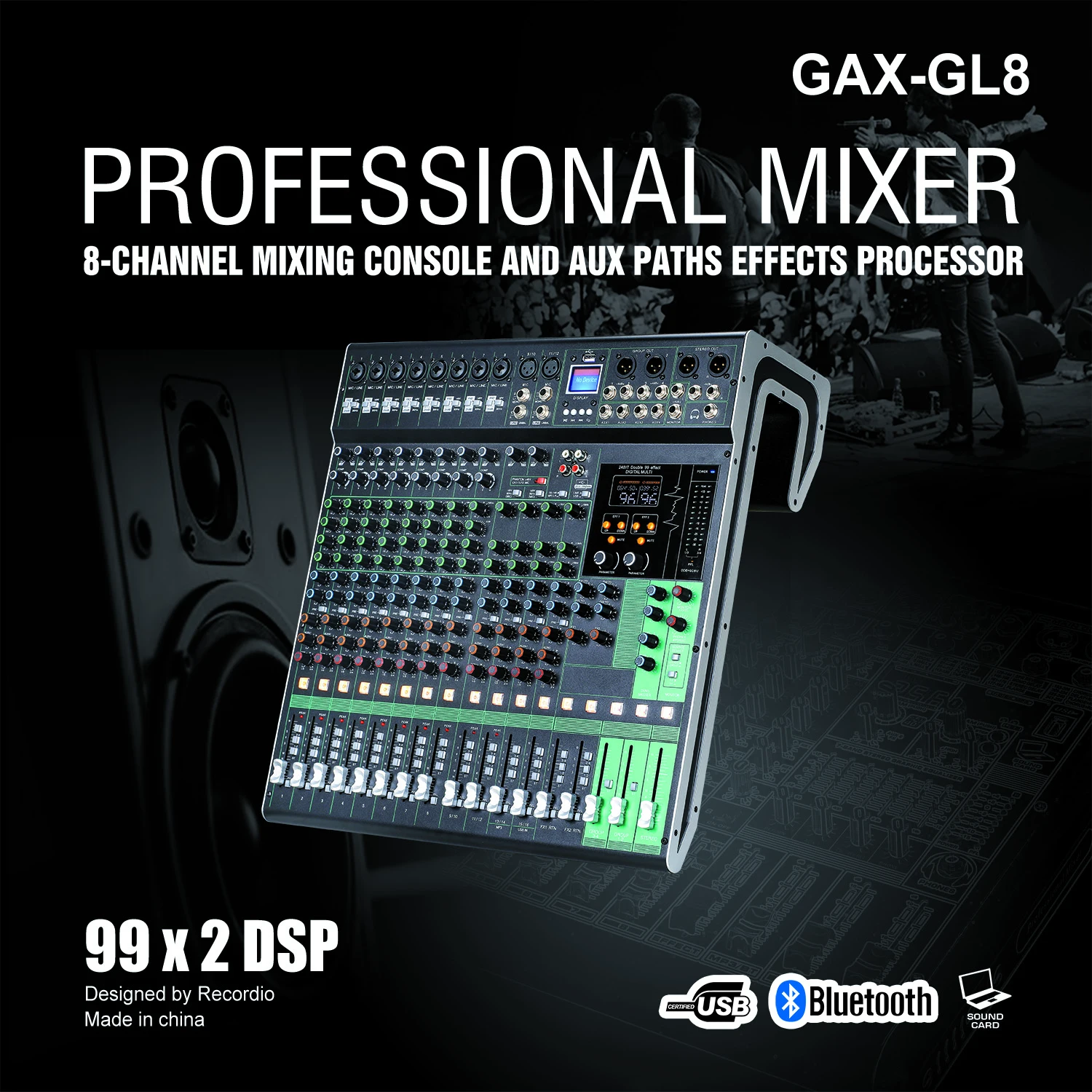 GAX-NX16 Audio Mixer For Stage With 4 AUX Sending And MP3 Playback Function Dj Mixer