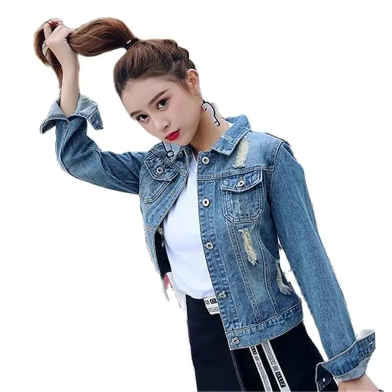 Woman Fall Vaquero Abrigo Lady Slim Manteau Spring Hot Sale Denim Jackets Female Denim Coats Overcoat Outerwear Tops