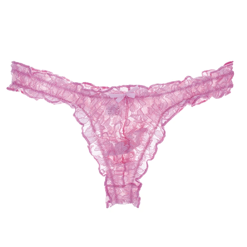 

Lace Underwear Men's Sissy Thongs Perspective T-back Mens Lingerie Pouch Bag G-Strings Nightclub Youth Panties Low Waist Elastic