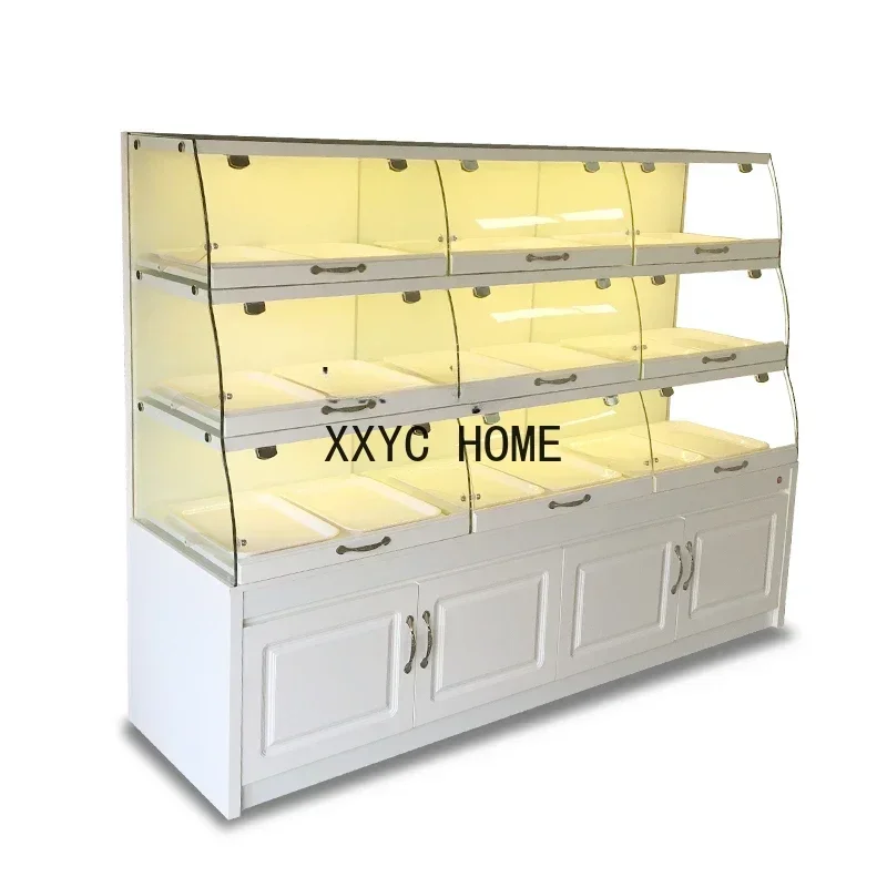 Customized Bread Display Cabinets Glass Side Cabinet Commercial Island Cabinet Cake Shop Showcase