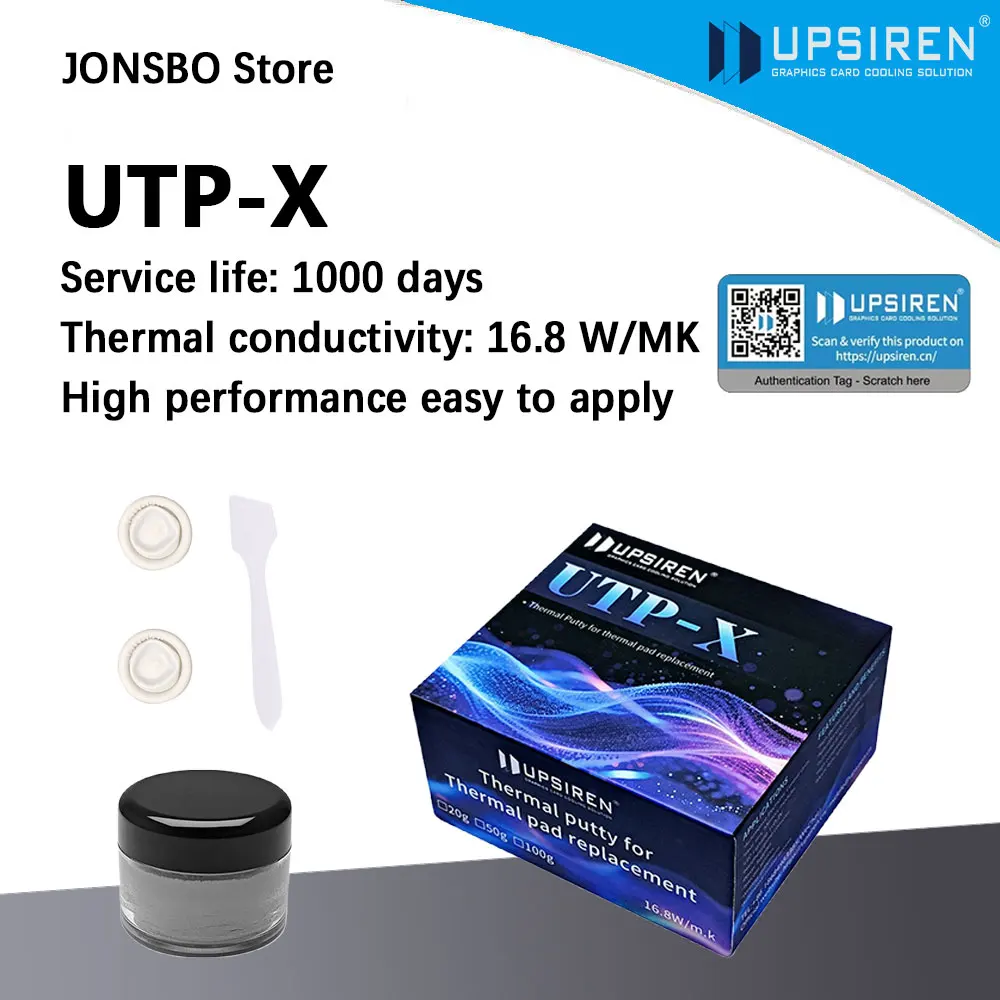 

Термопаста UPSIREN UTP-X 16.8 Вт/м·К для быстрого охлаждения видеокарт, графических процессоров и микросхем, замена термопрокладки, теплоотводящая паста