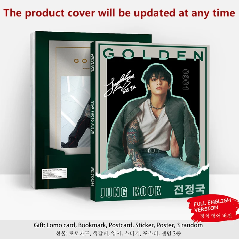 Kpop Album GOLDEN Photo Books JK Poster Postcard Print Picture Collection For Fans Collectible Gift