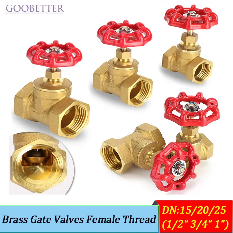 

Brass Gate Valve DN15/DN20/DN25 (1/2" 3/4" 1") Household Water Supply Thickened Water Meter Shut Off Valve, Corrosion Resistant